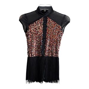 Weissman Dance Costume 13340 Size LC  Fringe Sequins Ice Skating Tap Flapper
